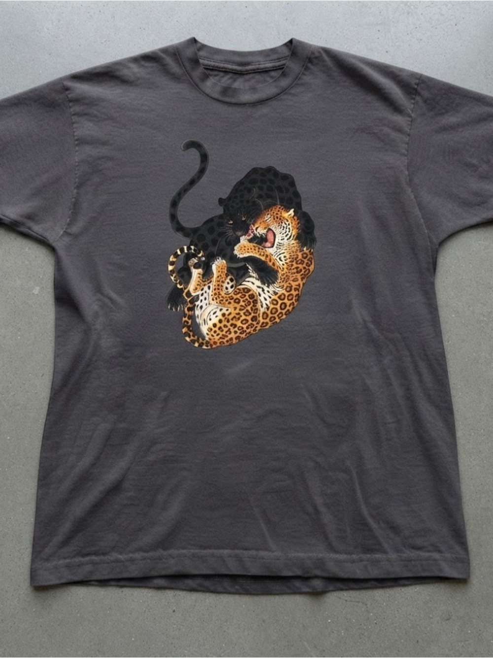 Leopard Panther Graphic Gildan T-Shirt Grey Soft Cotton Casual Top